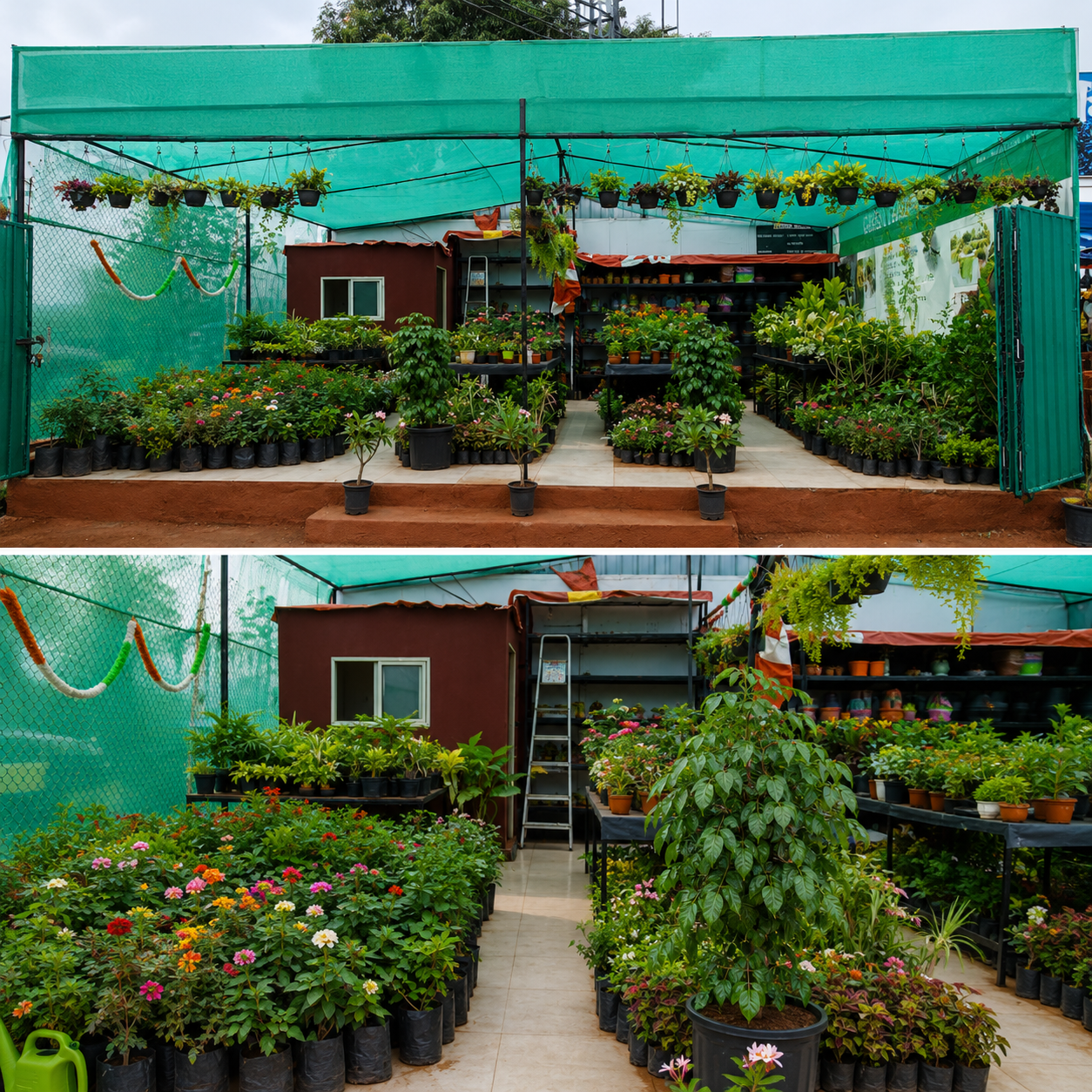 Green plant nursery rows